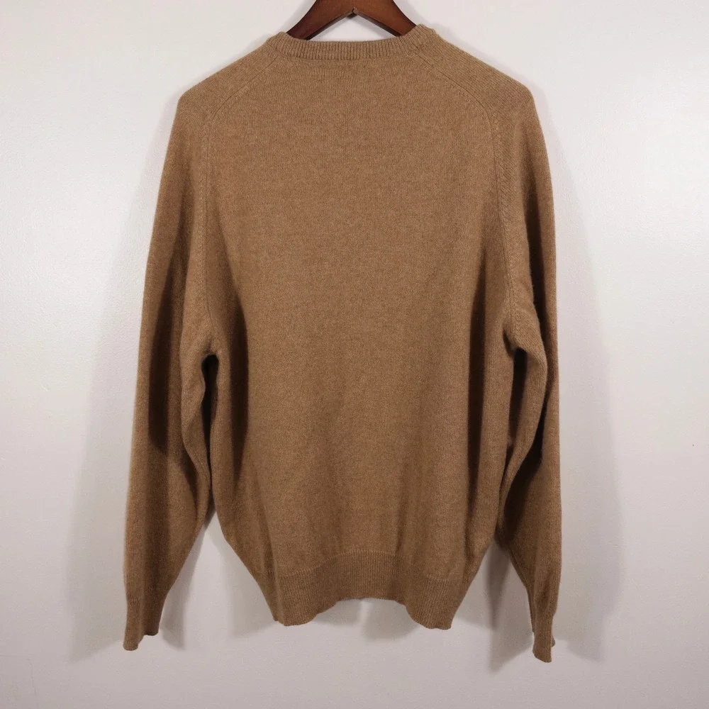 Brooks Brothers Pure Cashmere Knit in Britain Camel Crewneck Sweater Mens Size M